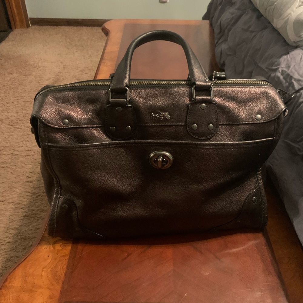 Metallic purple Coach Rhyder Satchel